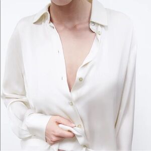 Zara Satin Effect shirt in oyster white